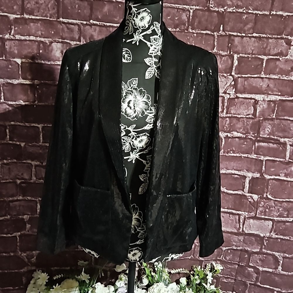 Joe Fresh Fully Sequined Formal Black Long Sleeve Jacket Size 12
